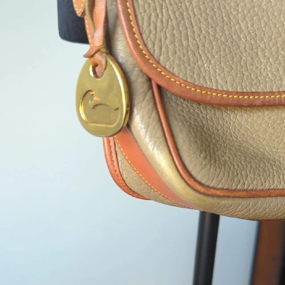 Dooney & Bourke Tan and Brown Crossbody Bag with Flap Closure - Picture 4 of 11